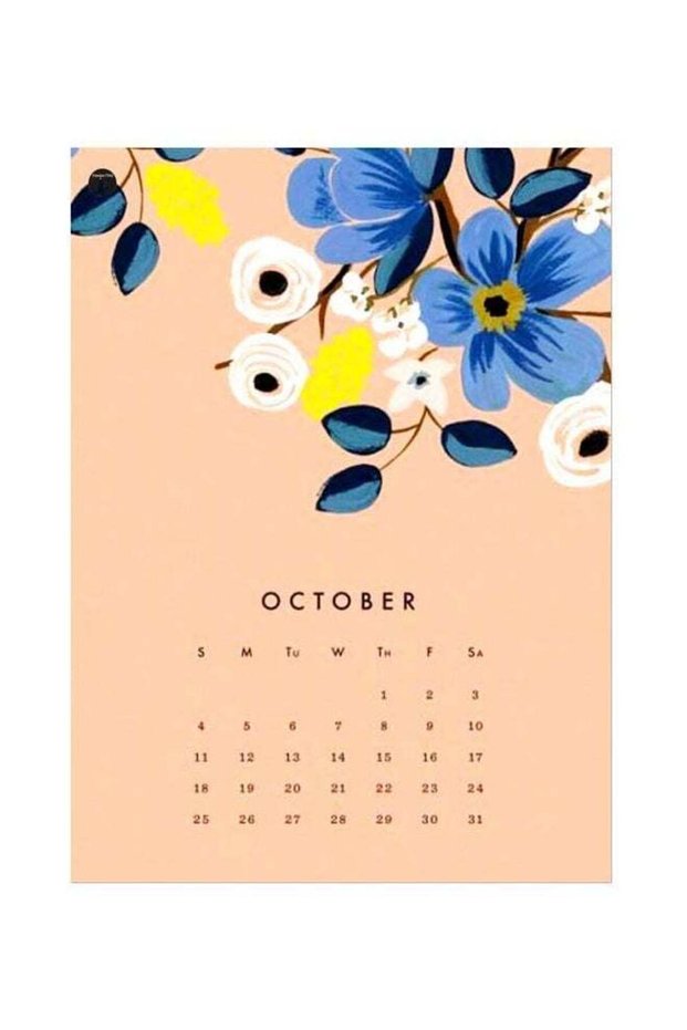 Calendar Themed Metallic Plate Beige/Blue/White 20x15cm