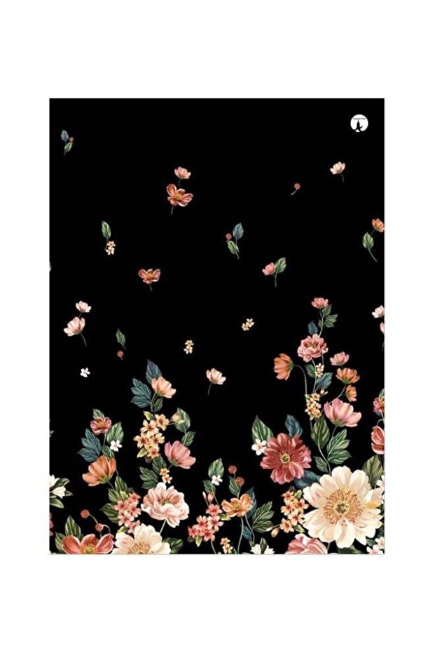 Floral Themed Metallic Plate Black/Beige/Green 20x15cm