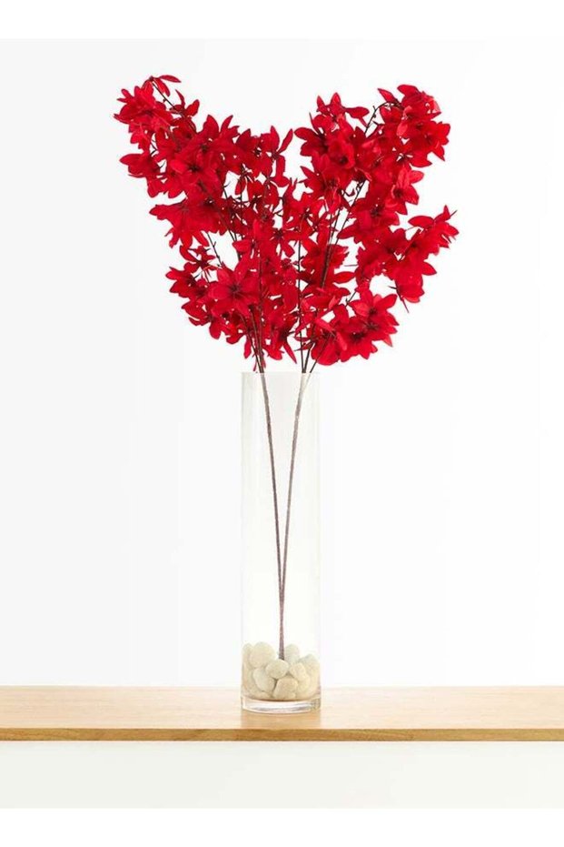 Heavenly Bamboo 2pc Flower Stick – Red | 100cm Artificial Flower Stick | Ideal for Wedding, Living