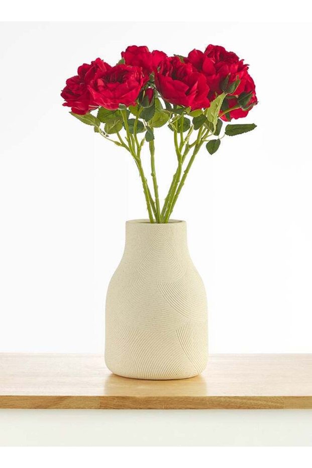 Peony 6pc Flower Stick – Red | 50cm Artificial Flower Stick | Ideal for Wedding, Living Room Decor,