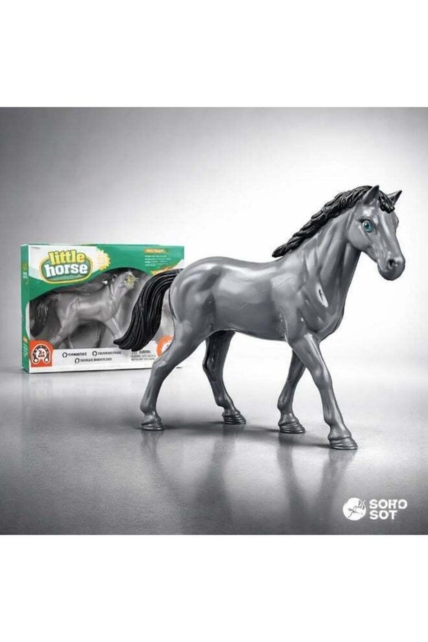 Realistic Grey Horse Toy Figure, Farm Animal Horse Model, Collectible Horse Figurine, Educational A