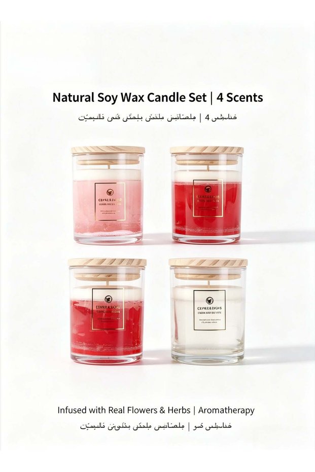 4-piece set Crystal Jelly Aromatherapy Candle Gift Set, including plant flowers, night lighting, 12