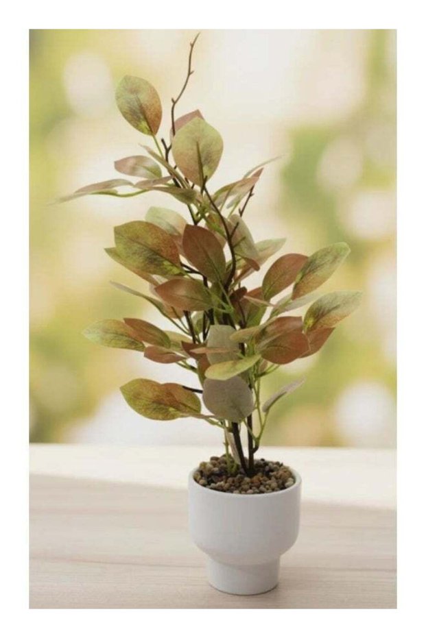 AKDC CeramicPots Artificial Green Plant – Premium Plastic Foliage in Ceramic Pot – 40 cm Home & Off