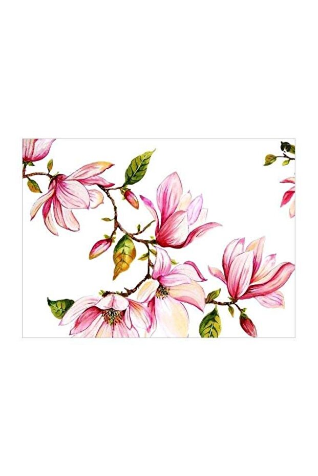 Floral Themed Metallic Plate Pink/Green/White 20x15cm