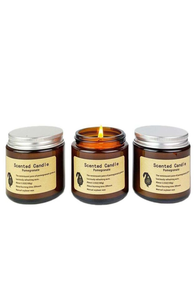 Pomegranate Scented Candles Set Of 3, 20 Hour Burning for Home, Office, Yoga, Meditation