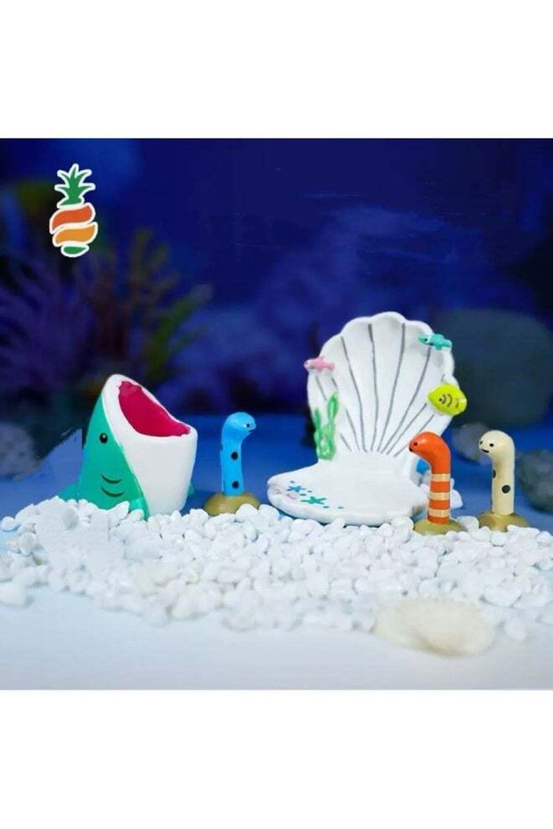 4PCS, Landscape Set Ornaments Small Creative Small Animation Full Set Of Fish Tank Ornaments Under