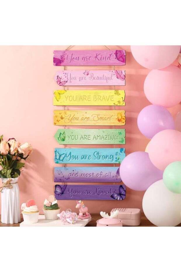 Inspirational Girl Room Decor Aesthetic Art Wall Hanging Sign Inspiring Colorful Rainbow Wooden Dec