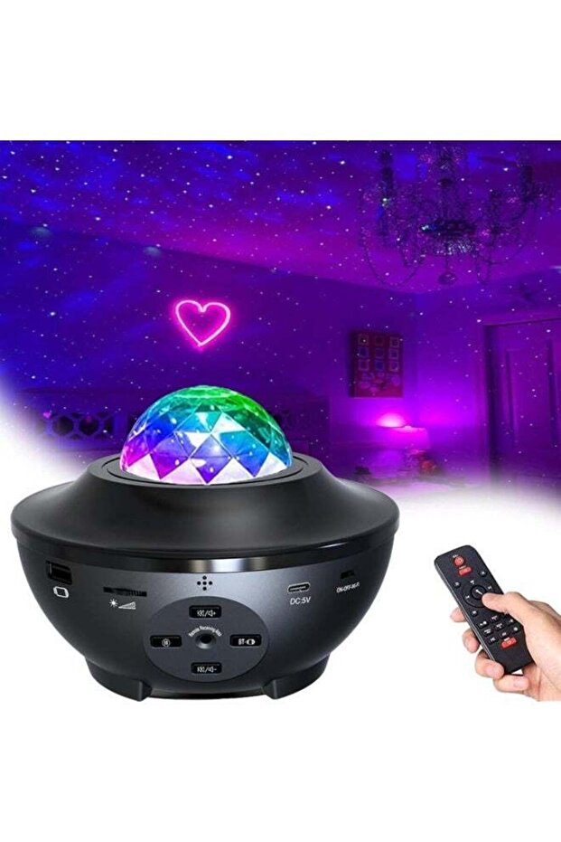 Galaxy Star Projector Night Light – Starry Sky & Ocean Wave LED Light with Bluetooth Music Speaker,