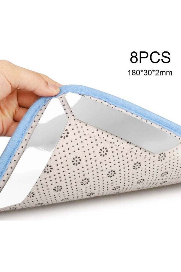 8-Piece Rug Gripper Rug-Grip Carpet Fixed Stickers White 18.0x3.0x2.0mm
