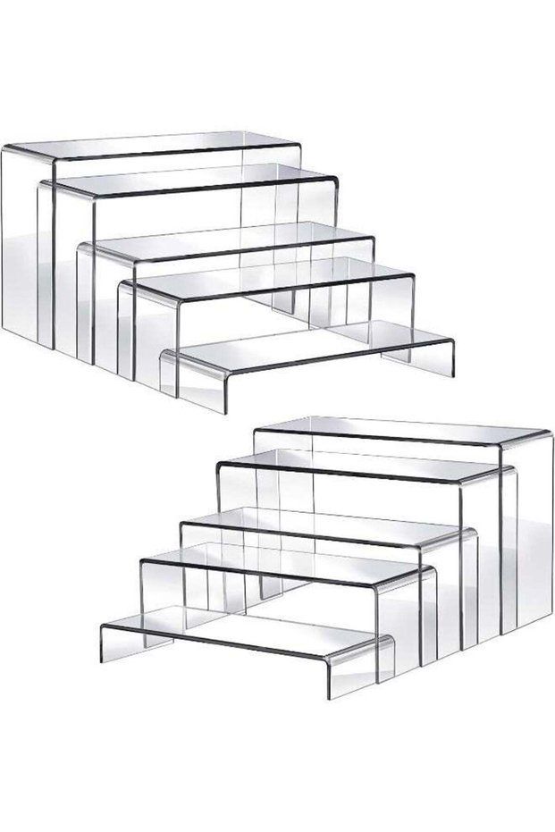 10pcs 2 Set Acrylic Risers for Display Clear Perfume Organizer Stands Acrylic Display Risers for Sh