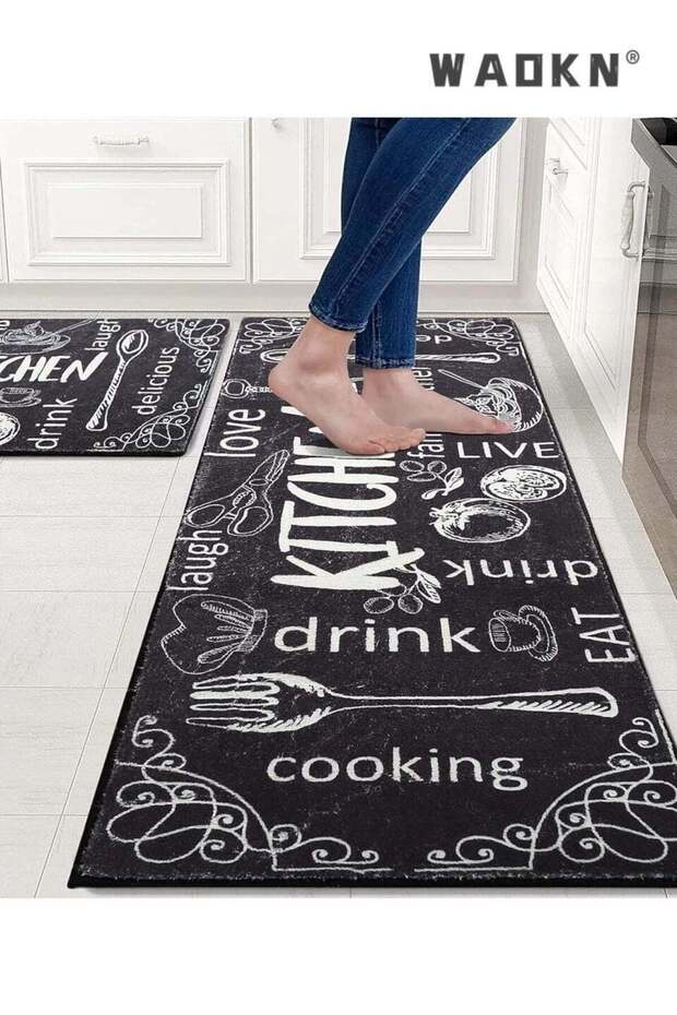 Kitchen Rug Mat Set of 2 Kitchen Mats Non Slip Washable Large Non Slip Kitchen Runners, Indoor Floo