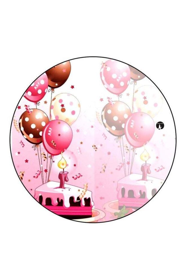 Balloon And Cake Printed Fridge Magnet Pink/Brown/Yellow 5.5cm