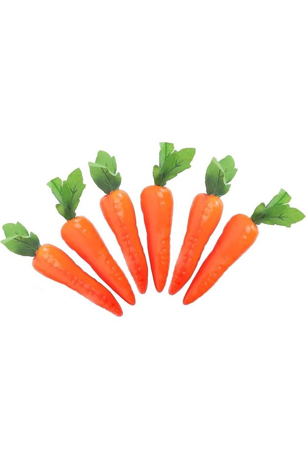 LATIFA Fake Carrot, 6 Pcs Faux Plastic Carrots, Artificial Fruit Decoration
