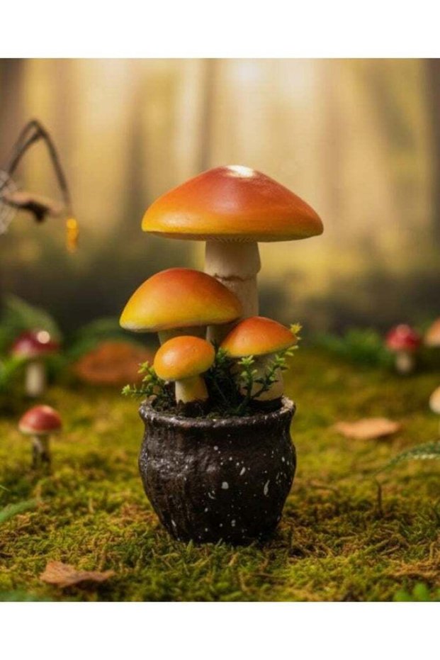 AKDC NaturePod Artificial Mushroom Plant – Vinyl Material – Bright Orange Decorative Plant Display