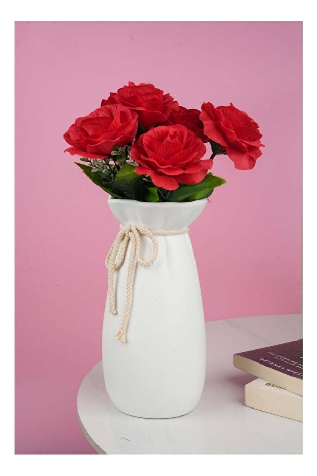 Rose 3pc Flower Bunch with 21 buds – Red | 45cm Artificial Flower Bunch | Ideal for Wedding, Living
