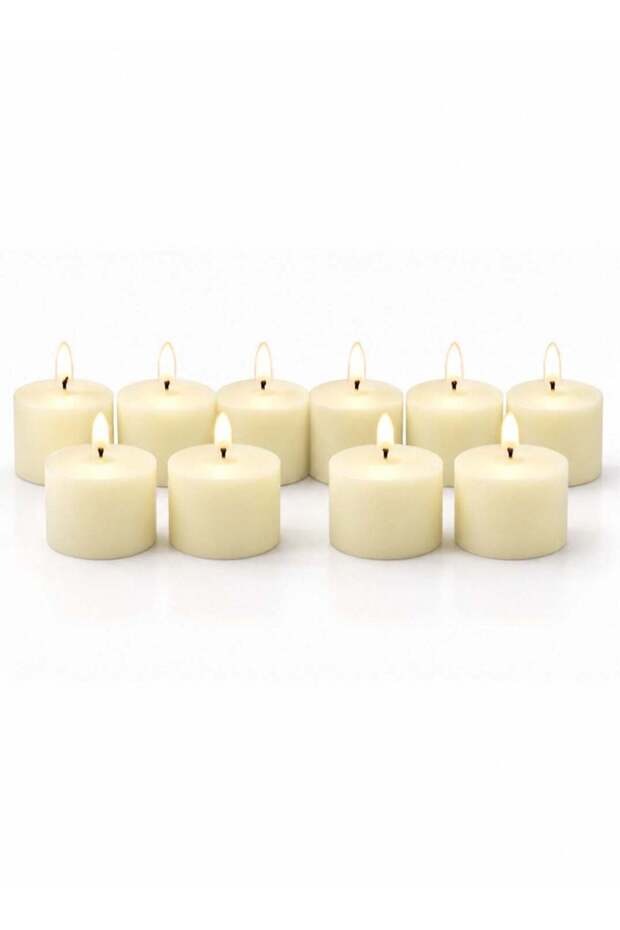 12 Pcs Unscented White Candles - Dripless Clean Burning Smokeless Household Dinner Votive Candle, S