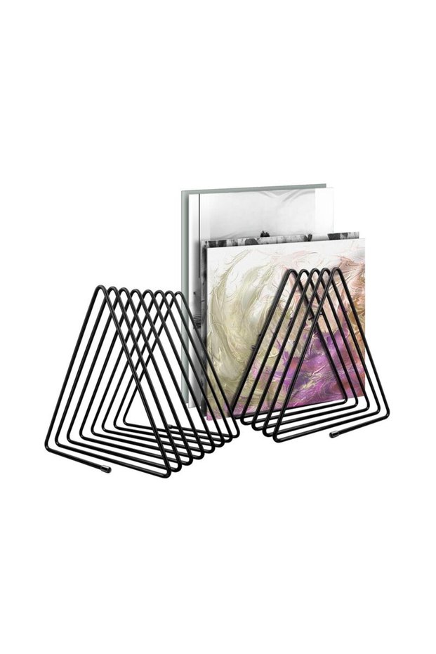 2 Pcs Triangle Desk File Organizer, 7 Slots Desktop Magazine Holder File Sorter Vinyl Records Holde