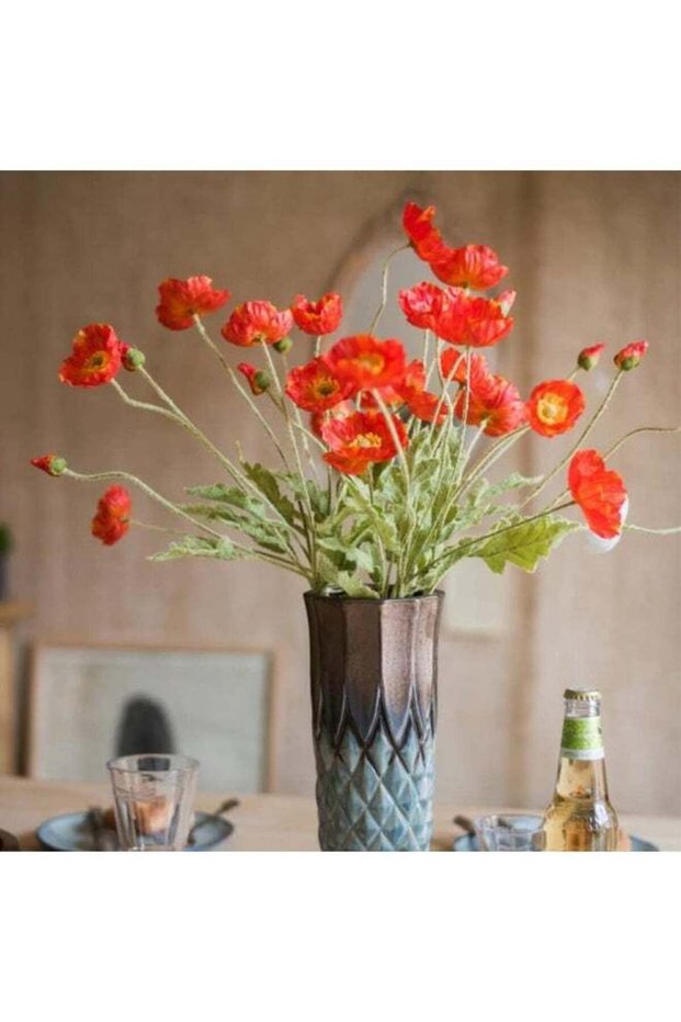 Artificial Flowers 6 Stems Poppy Silk Bouquet,for Wedding, Home, Party Decoration,Table Centerpiece