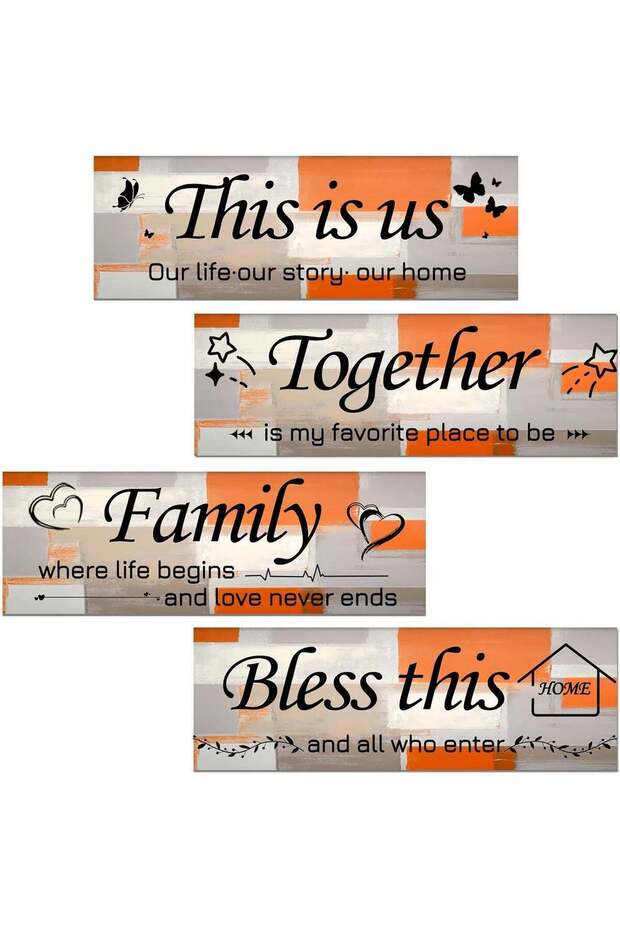 ARS Wall Art for Living Room,Orange 4 Pieces This Is Us Family Wall Decor for Bedroom Living Room,R