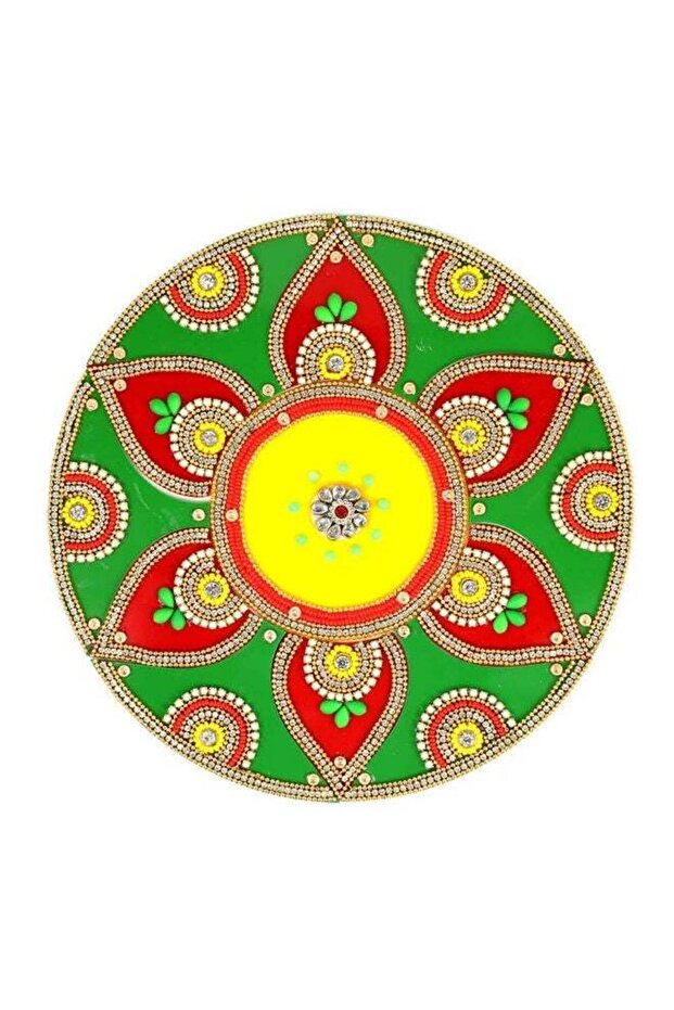 Madhoor Handcrafted Green Decorative Rangoli Floor Sticker for Diwali, Pooja, Weddings & Festive Fl