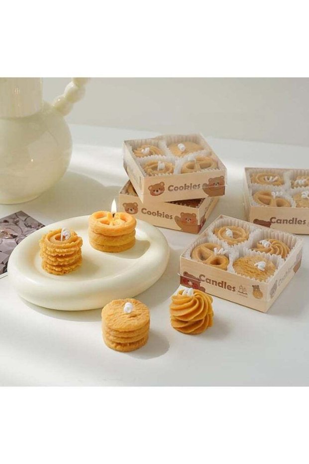 Cookie Scented Candles, Biscuit-Aroma Soy Wax Candles, Decorative Dessert-Shaped Candles for Birthd