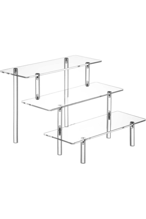 ARS® Large Acrylic Display Risers - 3 Tier Clear Cupcake Stand Organizer for Perfumes, Funko POP Fi