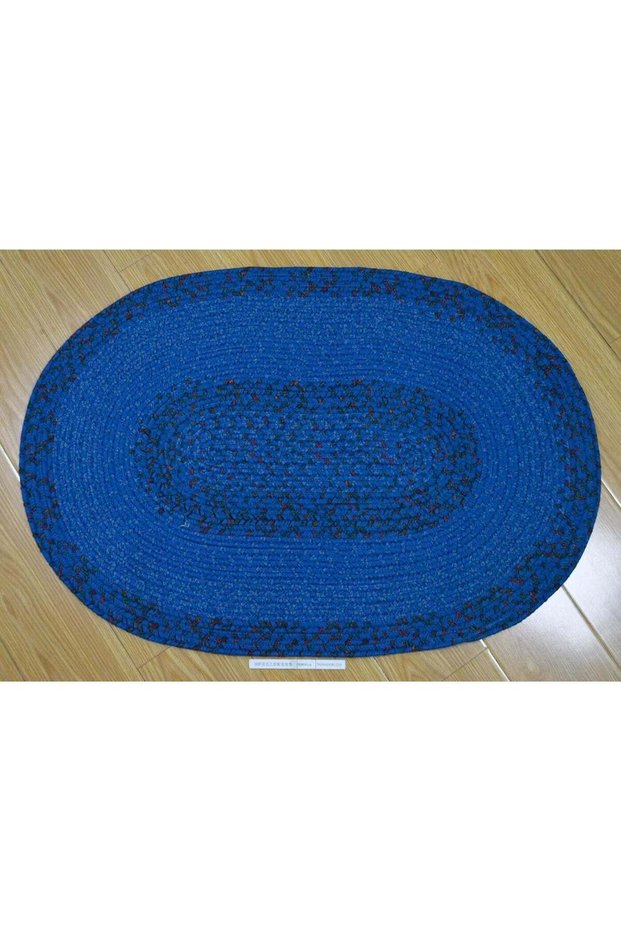 GOLD MANTIS Braided Oval Area Rug 60×90cm – 100% Cotton, Handmade Reversible Carpet, Washable Flatw