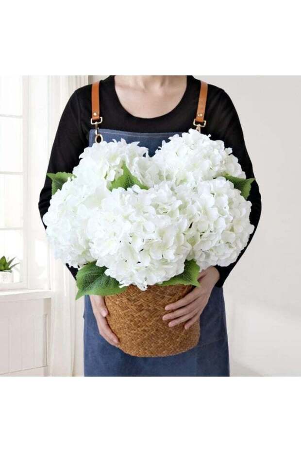 LATIFA White Flowers Artificial Hydrangeas Bunch of 10