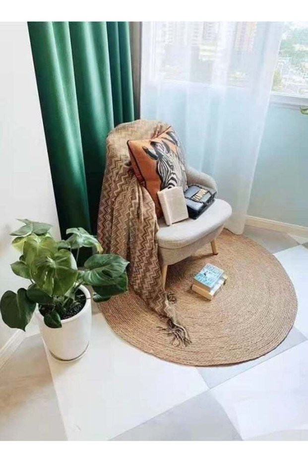 Natural Jute Rug Carpet Hand Woven Rug Doormat Natural Braided Floor Mat Rugs For Kitchen Entryway
