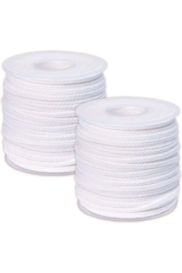 Cotton Candle Wicks for Candle Making, 2 Rolls 61M Each, Natural 24 Ply Braided Wick 122M Total, Cu