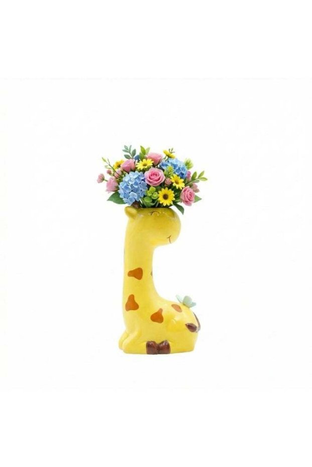 Giraffe Flower Pot Polyresin Tall Animal Shaped Planter Decorative Vase Cute Cartoon Succulent Pot