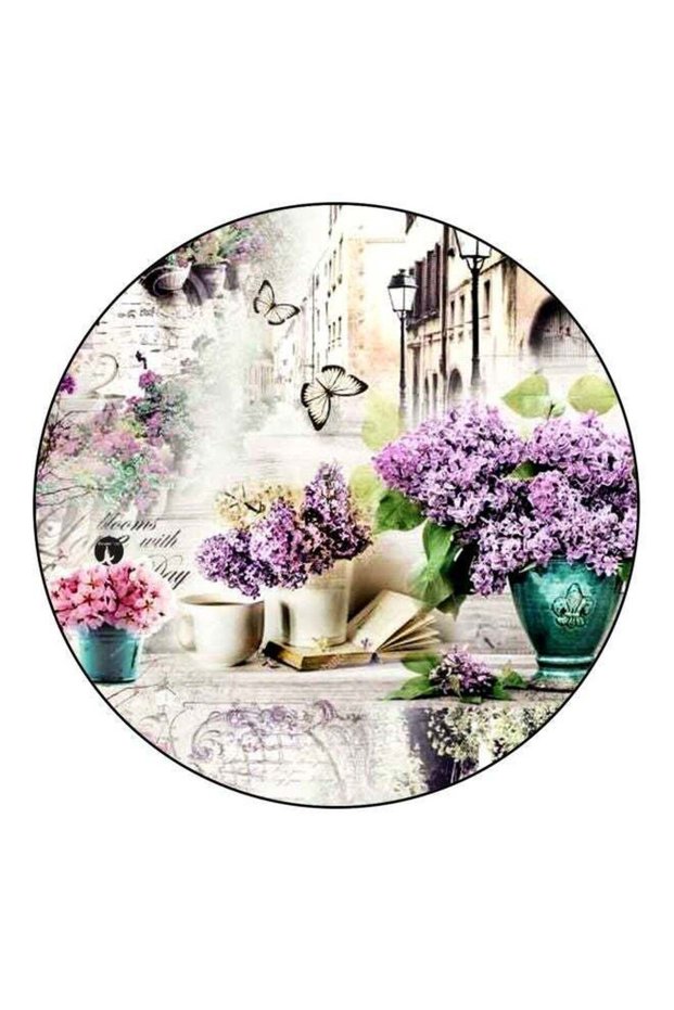 Flower Printed Fridge Magnet Purple/Grey/Beige 5.5cm