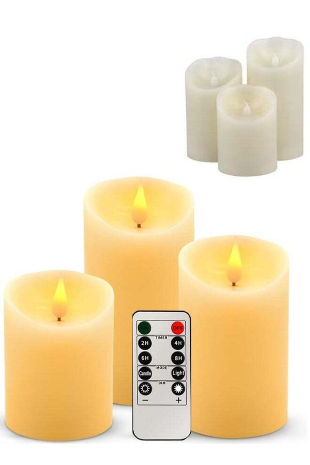 Flameless LED Candles Light, LED Light 3 Pack Warm White Plus Multicolor Real Wax Battery Operated