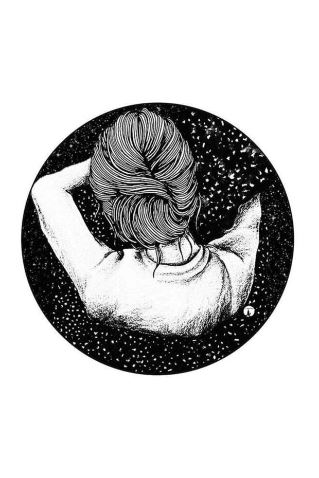 Girl Printed Fridge Magnet Black/White 5.5 x 5.5cm