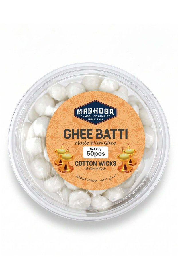 Madhoor Ghee Batti for Diya Lighting, Pooja & Aarti, 50 Pieces