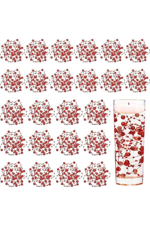 24 Pcs Artificial Pearl String for Floating Candle Faux Pearls Beads String Pearl Party Garland Dec