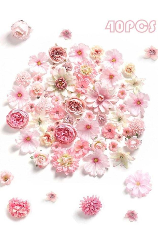 Fake Flowers Heads Bulk Pink Mini Artificial Silk Flower for Crafts, Small Artificial Daisy Roses F