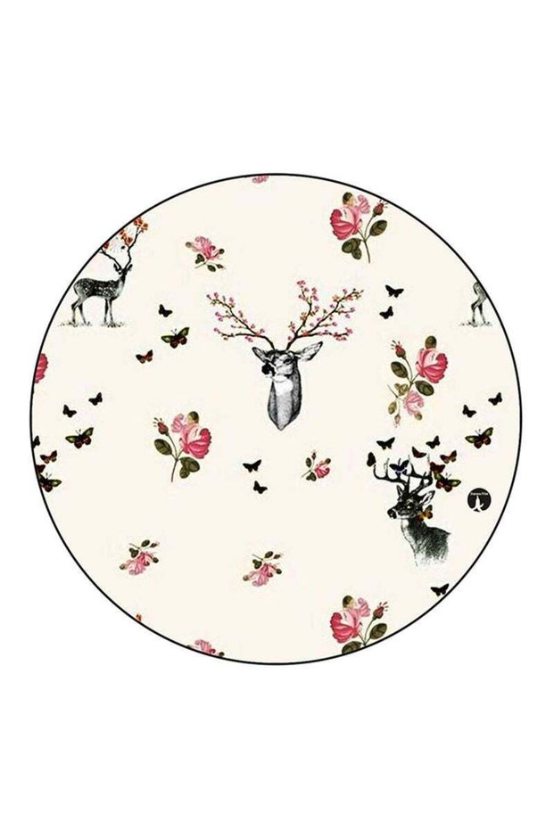 Deers Printed Fridge Magnet Round Multicolour
