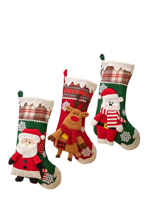 3-Pack Large Personalized Christmas Stockings – 19-Inch Kids Stocking Bags for Christmas Decor, Han