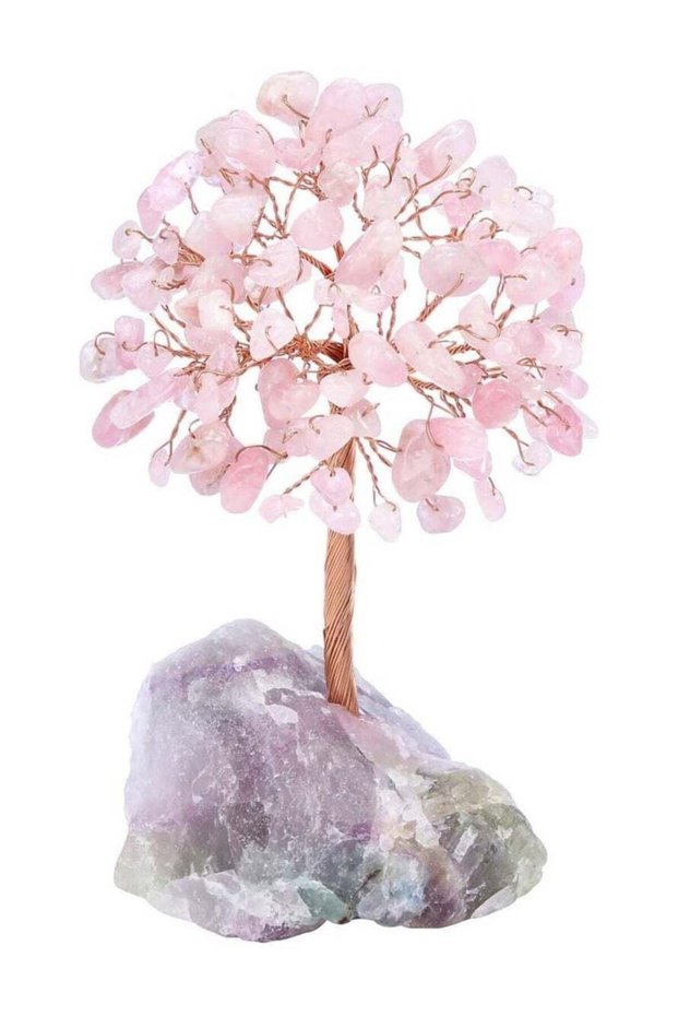 Natural 7 Chakra Crystal Tree with Fluorite Base Raw Healing Crystals Bonsai Money Tree for Home Of
