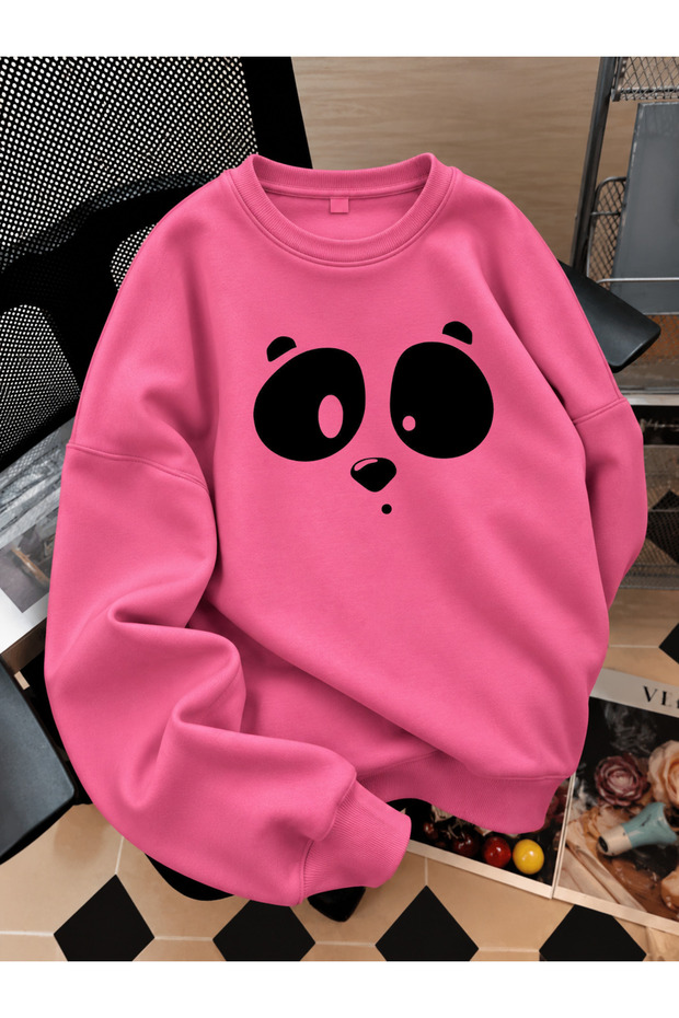 Crew Neck Sweatshirt Unisex Children's Printed 3 Thread Threaded Winter Sweatshirt