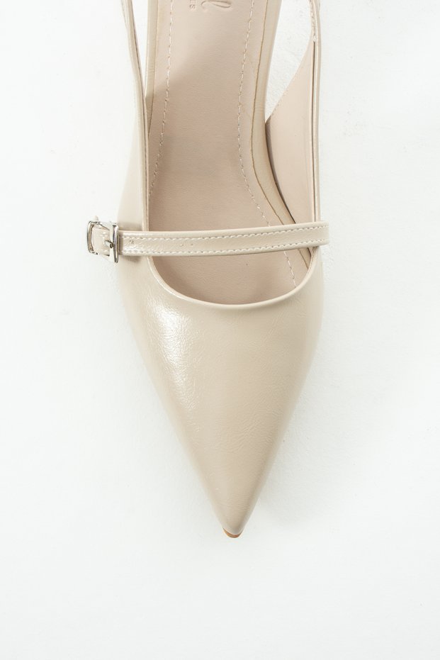 Rory Buckle Strap Detailed Open Back Pointed Toe Women's Stiletto