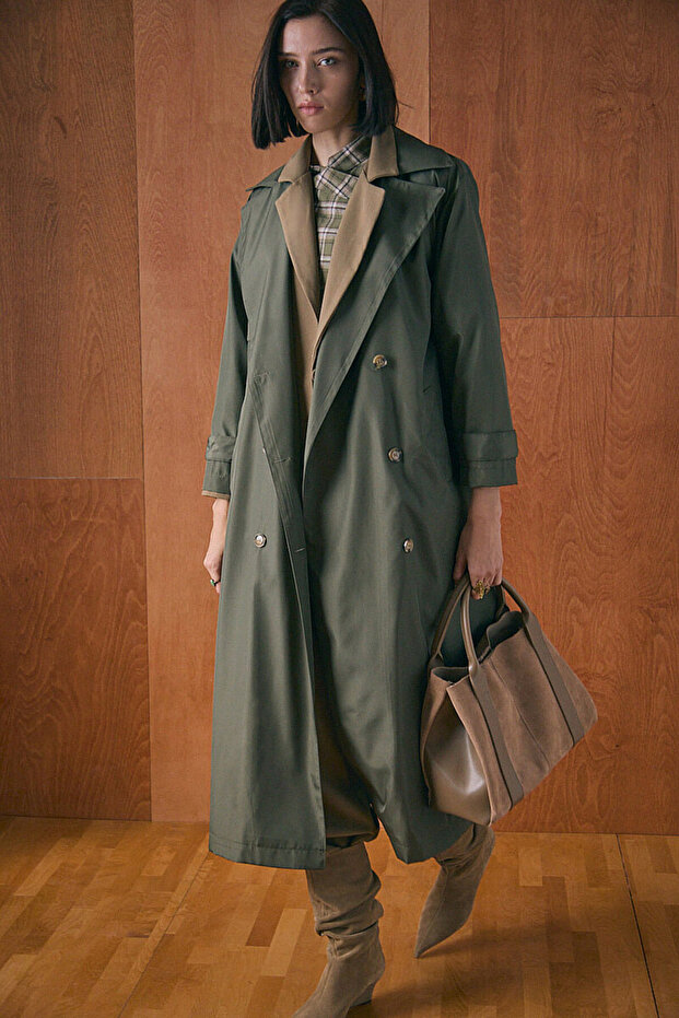 Windbreaker Classic Trench Coat Khaki