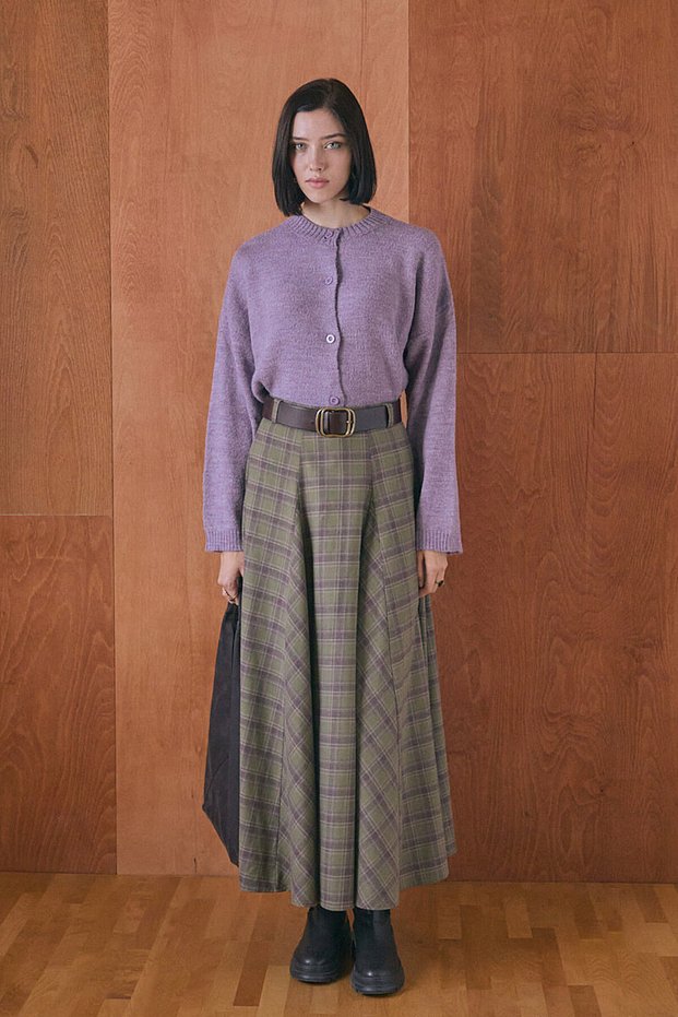 Plaid Cutout Skirt Green
