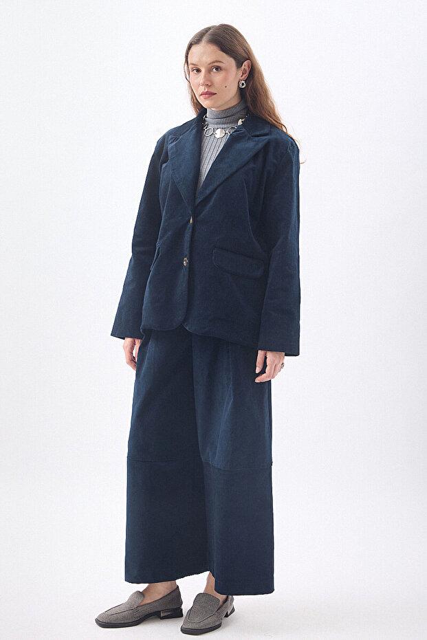 Basic Corduroy Jacket Navy Blue