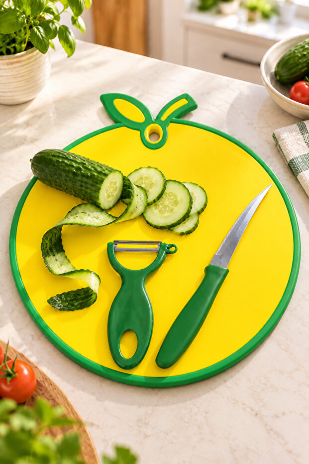 Cutting Board Lemon Model + Fruit and Vegetable Peeler + Fruit and Vegetable Knife