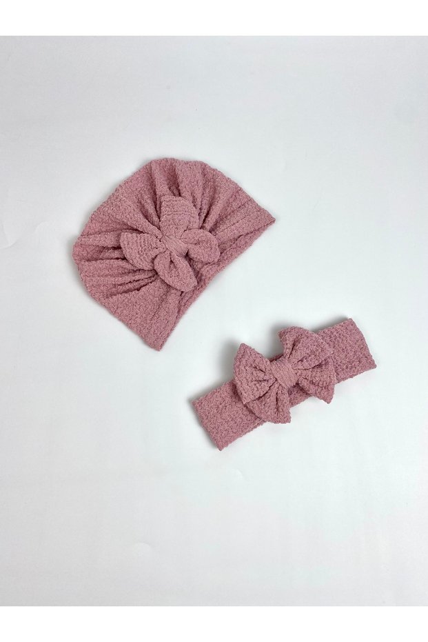 Gofre Baby Girl Bandana Bonnet Set