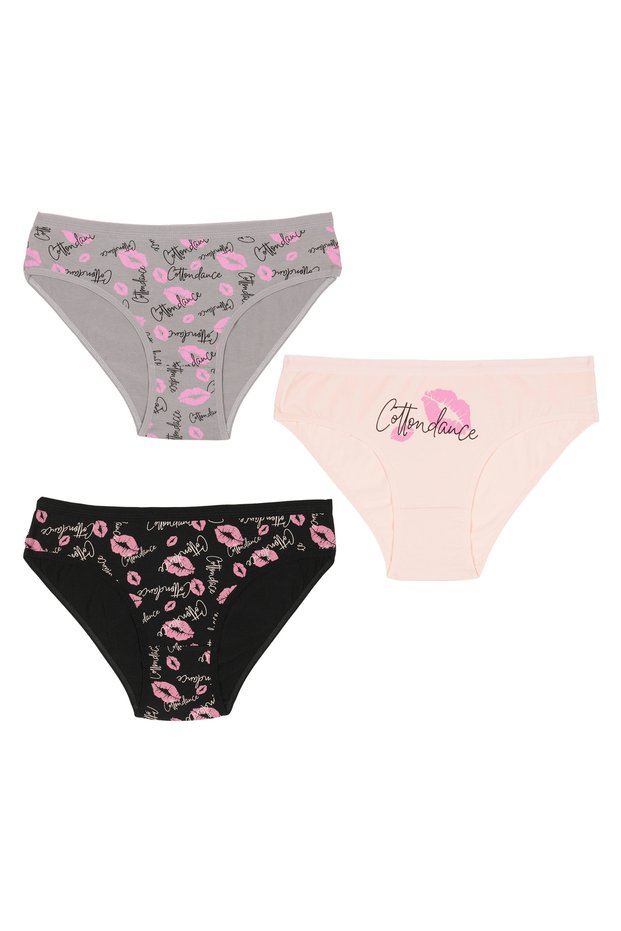 Women's 95% Cotton Classic Panties 3-Pack Patterned Stretchy Lycra Underwear