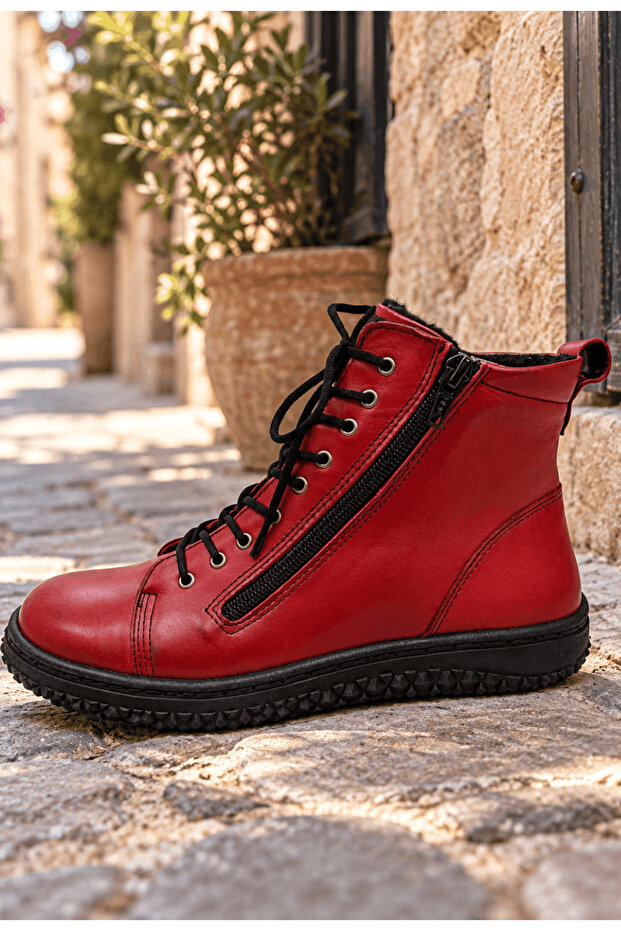 Genuine Leather Lace-Up Zippered Casual Boots Model Name: Maat