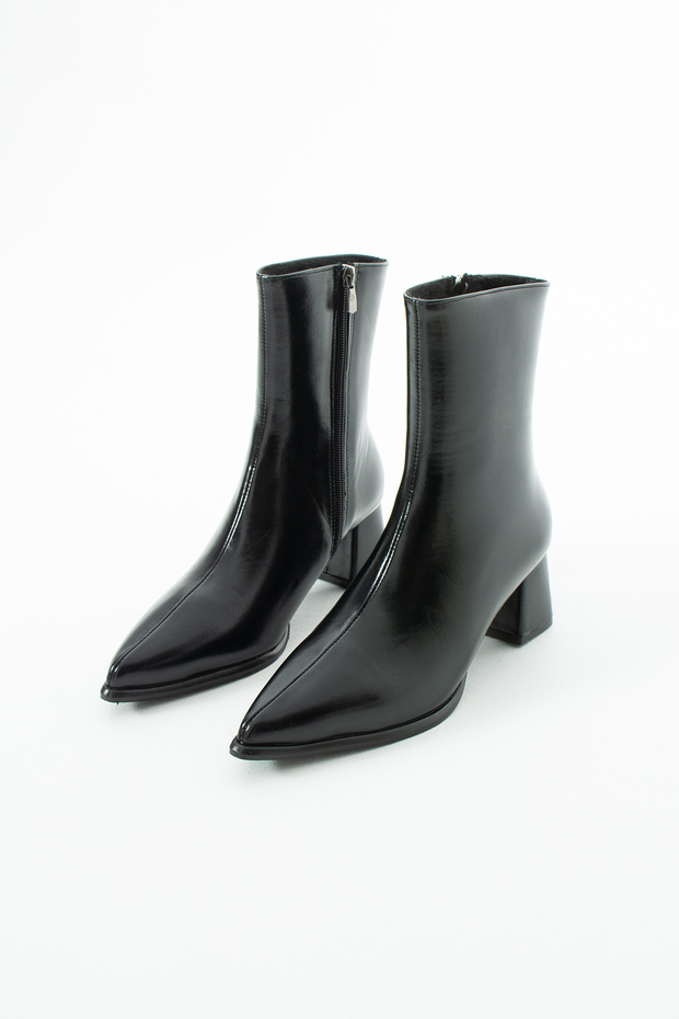 Serena Pointed Toe Zippered Block Heeled Women's Boots & Booties